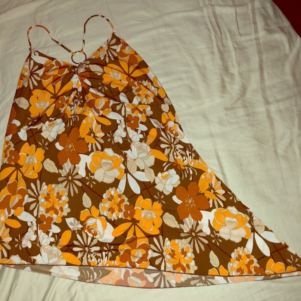 Bold floral asymmetrical tank